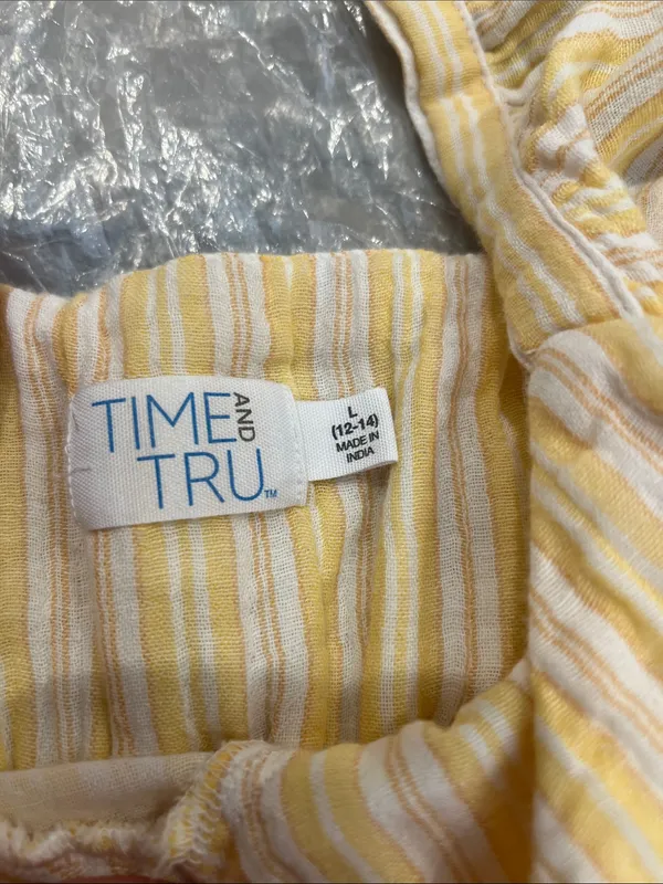 Time and Tru Yellow and White Striped Maxi Dress size large. - Image 7