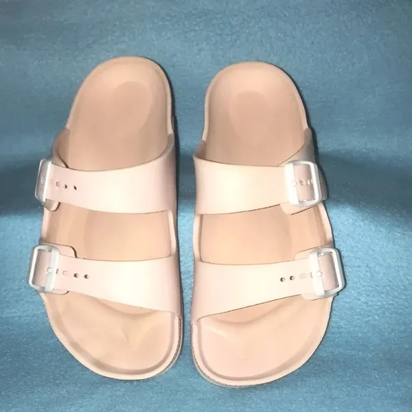 𝅺EVA flat pink comfortable double buckle slide sandals size 40 9 1/2-10 (US) - Image 2
