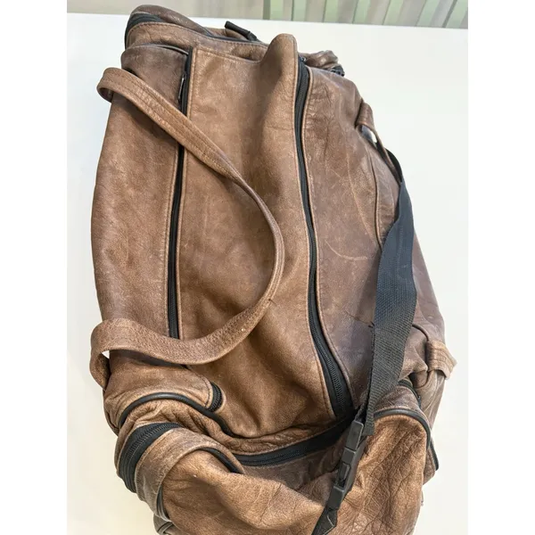 Vintage Eagle Creek Brown Leather Duffle Bag Travel Carry On Weekender 22" - Image 9