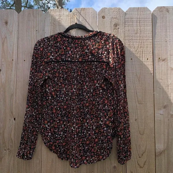 Mason & Belle Black Cottagecore Boho Peasant light‎ sleeve top size smal - Image 4