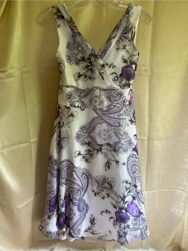 White House Black Market Chiffon A-Line Dress with Sash Tie Belt NWOT Never Worn - Image 7
