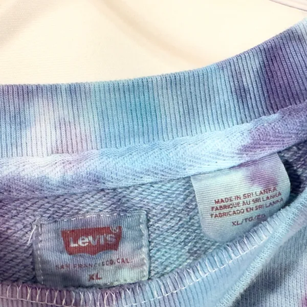 Levis XL Sweatshirt Handmade Tie Dye Crew‎ Neck Pullover Blue Purple 1660 - Image 3