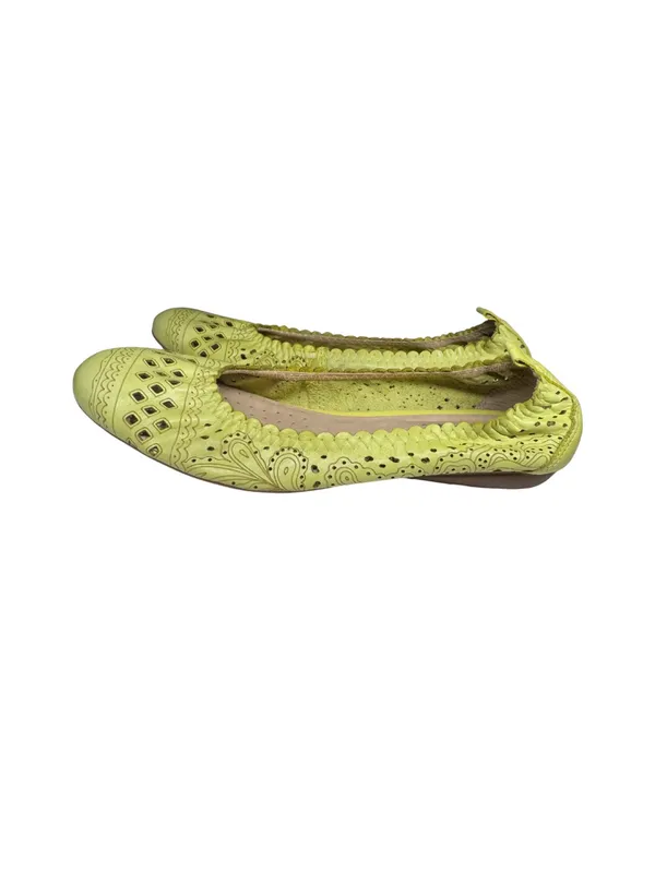 chelsea crew lime yellow green perforated ballet flats leather 9 colorful casual - Image 2