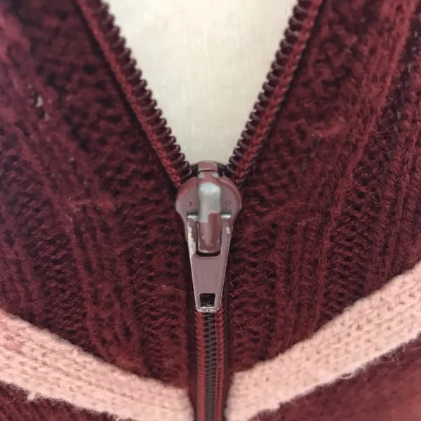 Vintage Sultra zip up sweater jacket maroon size S 70’s era Pockets - Image 11