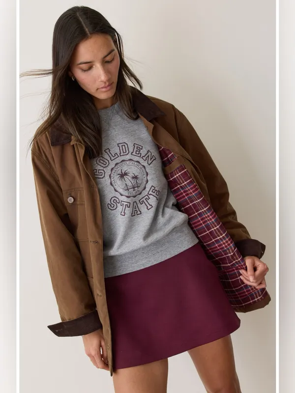 Marine Layer Riley Cotton Barn Jacket in Brown S - Image 5