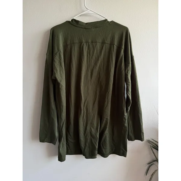 Gymshark Womens Medium Olive Green Long Sleeve Oversized Training Top Seam 4110 - Image 3
