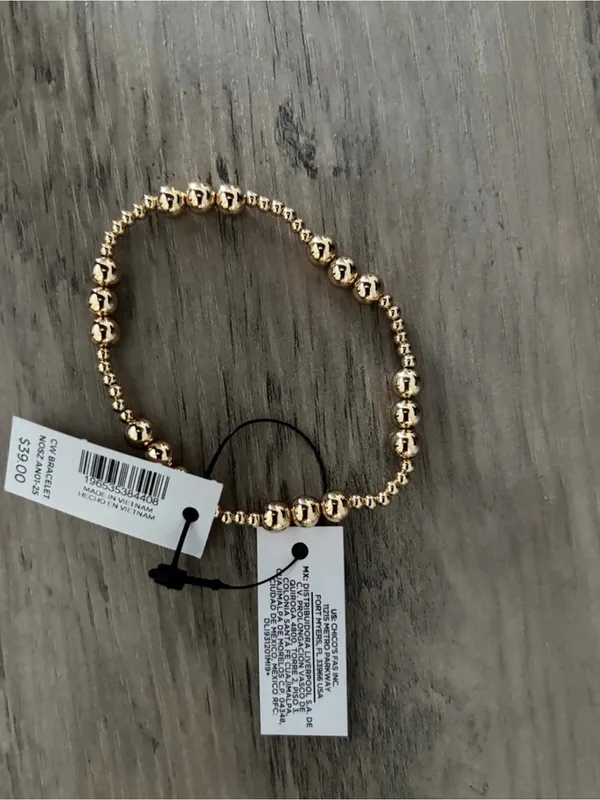 New Chico’s Gold Tone Small Beaded Stretch Bracelet - Image 2