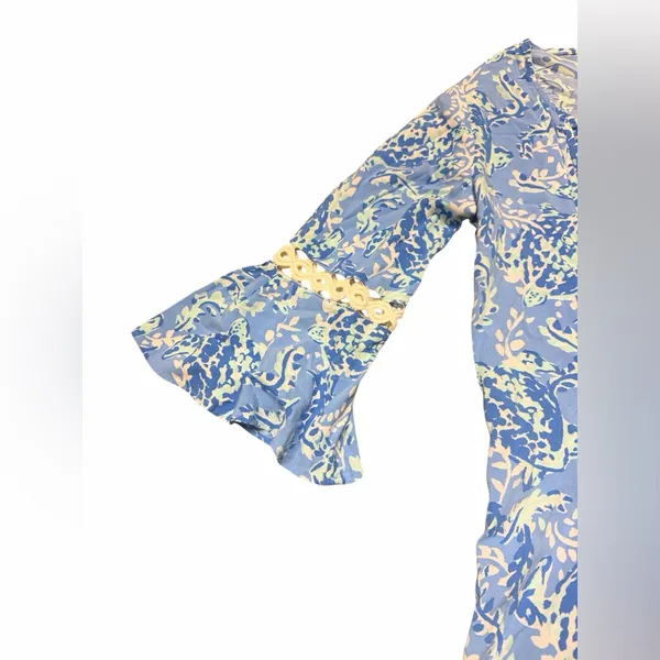 Lilly Pulitzer Hollee Dress in Turtely Awesome Blue Bell Sleeve Shift XS - Image 5