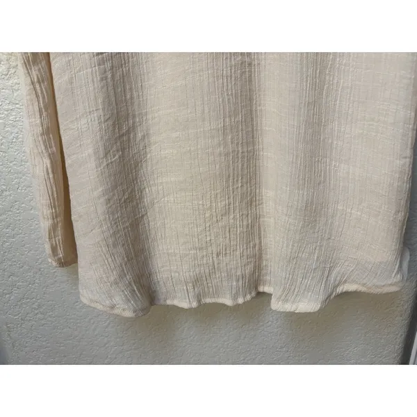 Jon & Anna Contemporary Cream Crinkle Gauze Blouse Relaxed Vacation Casual Sz XL - Image 8