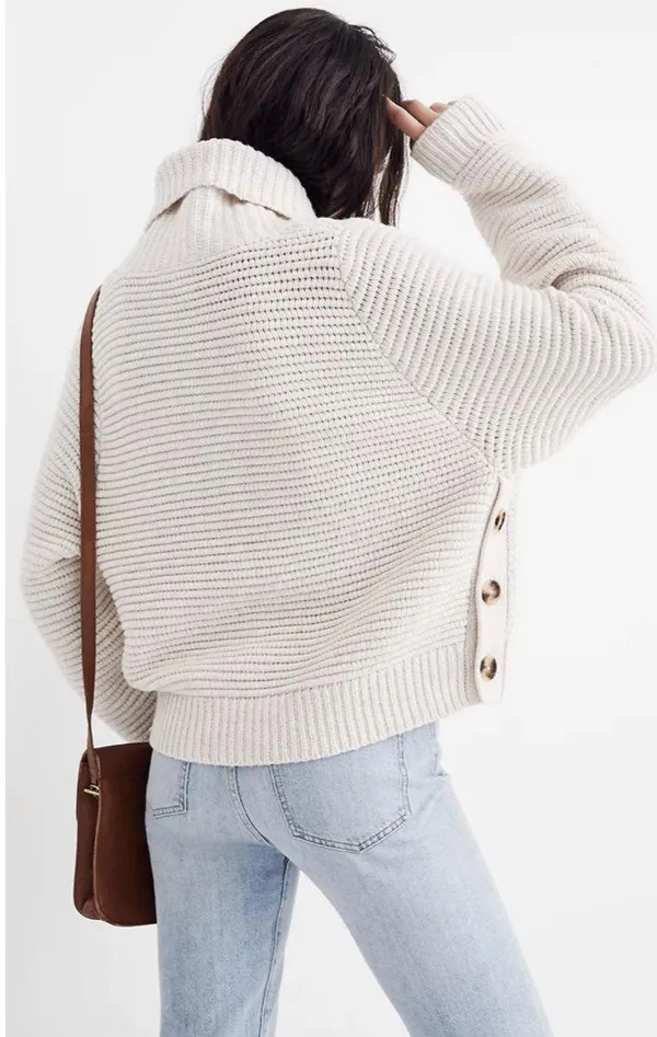 MADEWELL Burgundy Side-Button Turtleneck Sweater - Image 3