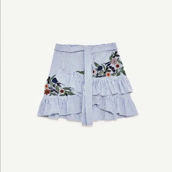 ✨HP✨Zara Stripped Embroidered Floral Ruffle Skirt✨ - Image 6