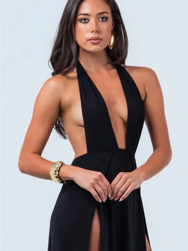 Biosphere Maxi Dress Black in size large - Image 3