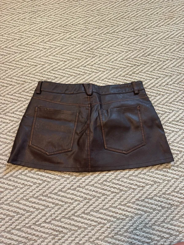 Brown leather skirt  Garage - Image 2