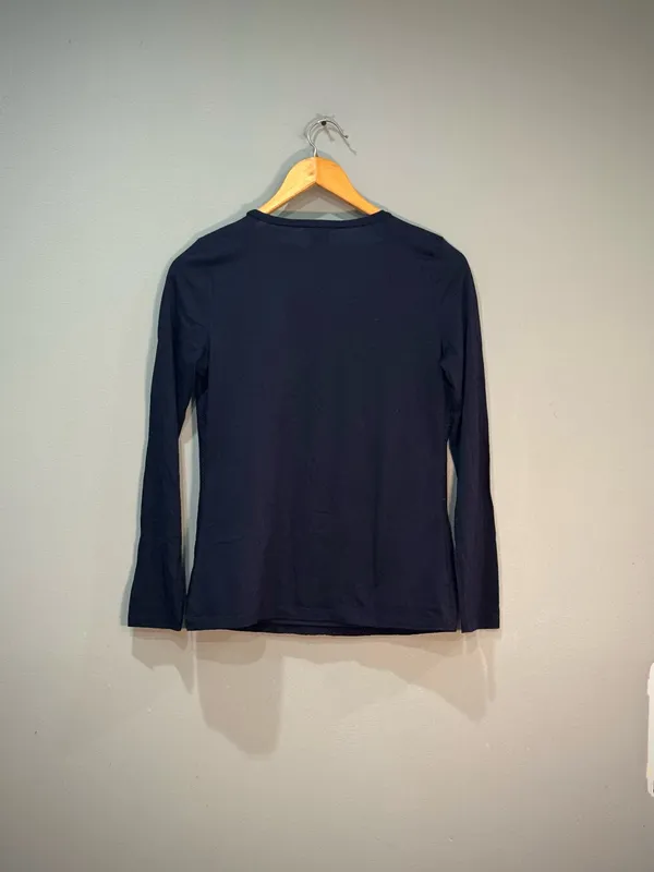 Navy Ann Taylor Mixed Media L/S Top Size S EUC - Image 5