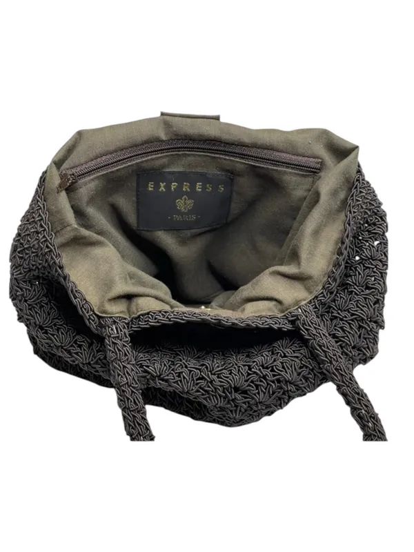 Express Paris 𖣴 Top Handle Woven Crochet Mini Handbag Bag 𖤗 Espresso Brown 𖤗 - Image 9