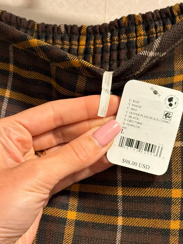 NWT Free People Brown Plaid Wrap Lightweight Summer Flowy Skort Size XS - Image 7