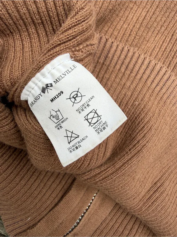 Brandy Melville Brown Ribbed Double-Zip Crop Top - Image 4