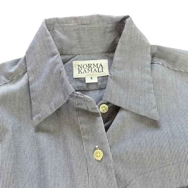 Women's Blue White Pinstripe Button Down Shirt Size 4 Long Sleeve Classic - Image 5