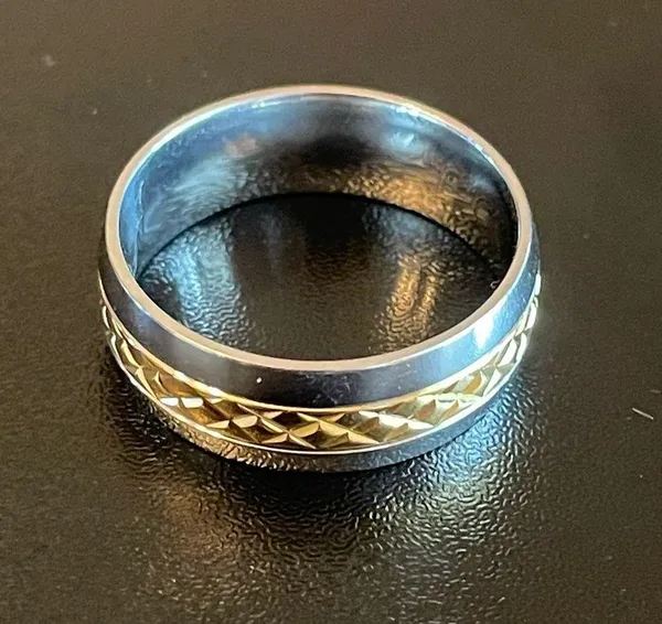 8mm gold center silver men ring - Image 4