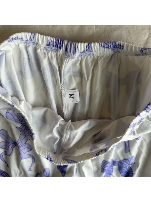 Women's NEW Two Piece Short Sleeve and Shorts Pajamas Purple Size M #260257 - Image 7
