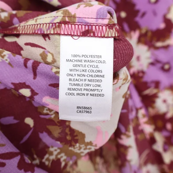 Open Edit Top Womens L Asymmetrical One Shoulder Floral Purple Side Cinch - Image 3