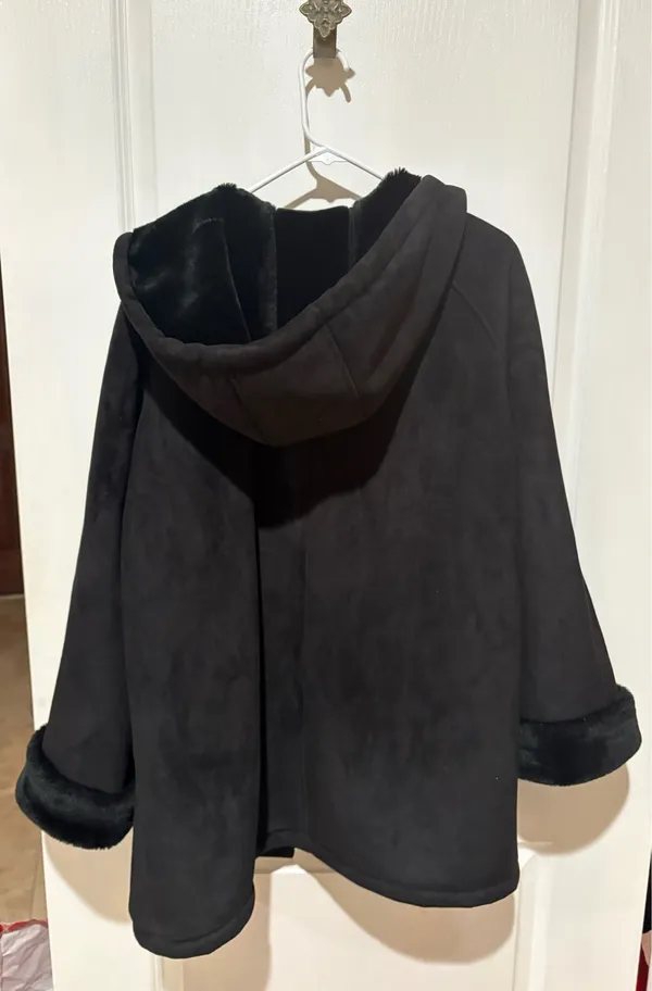 Liz Claiborne Faux Suede/Shearling Hooded 1X - Image 2