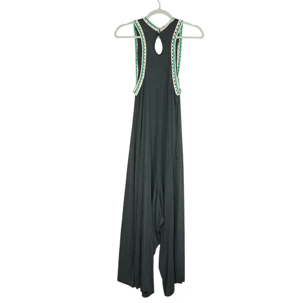 Natural Life Size Large Charcoal Gray Crochet Trim Harem Jumpsuit Lightweight - Image 7