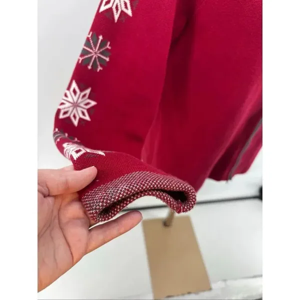 Eddie Bauer Sport Snowflake Full Zip Sweater Jacket XL Red - Image 10