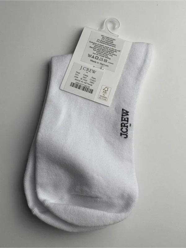 J.Crew White Preppy Style Crew Socks with Stripes - Image 5