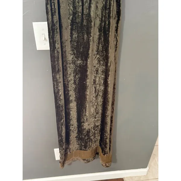 Renaissance Magnus Vintage 90s Crushed Velvet Maxi Dress Brown Gold Goblin‎ L - Image 4