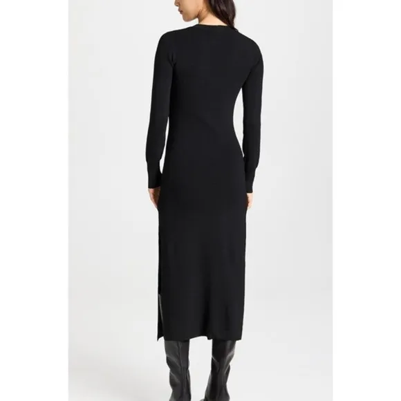 Moon River Midi Dress Medium Black Cutout Long Sleeve‎ Minimalist Chic Elegant - Image 2