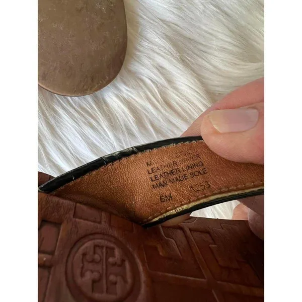 Tory Burch Metallic Leather Flip Flops - Size 6 - Image 4
