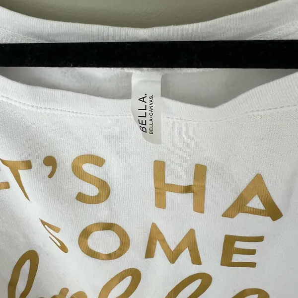 Champagne themed White Sweatshirt with Gold Text - Image 3