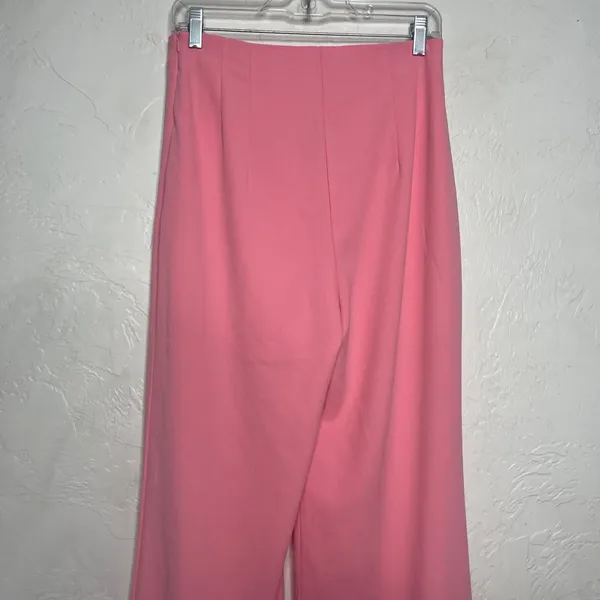 New Tea & Cup Women Hot Pink High Wasted Pleated Flare Dress Pants M - Image 4