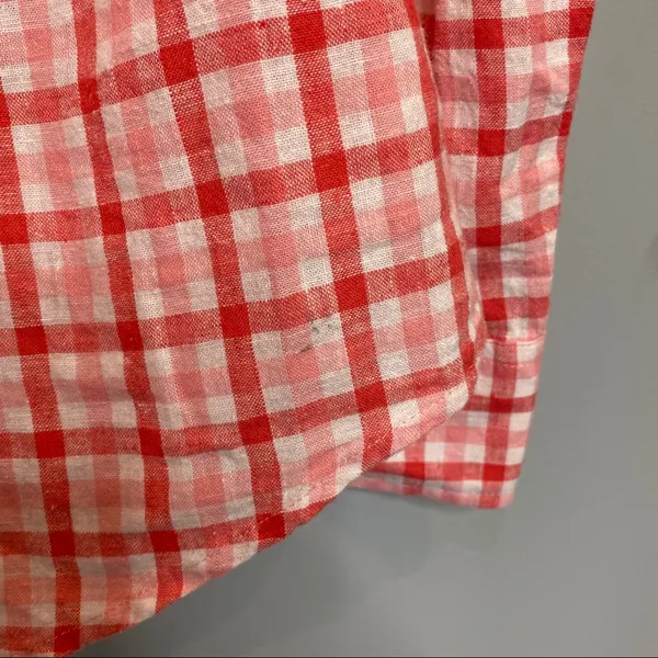Vineyard Vines Gingham Plaid Pink &‎ Orange Pullover Blouse - Image 3