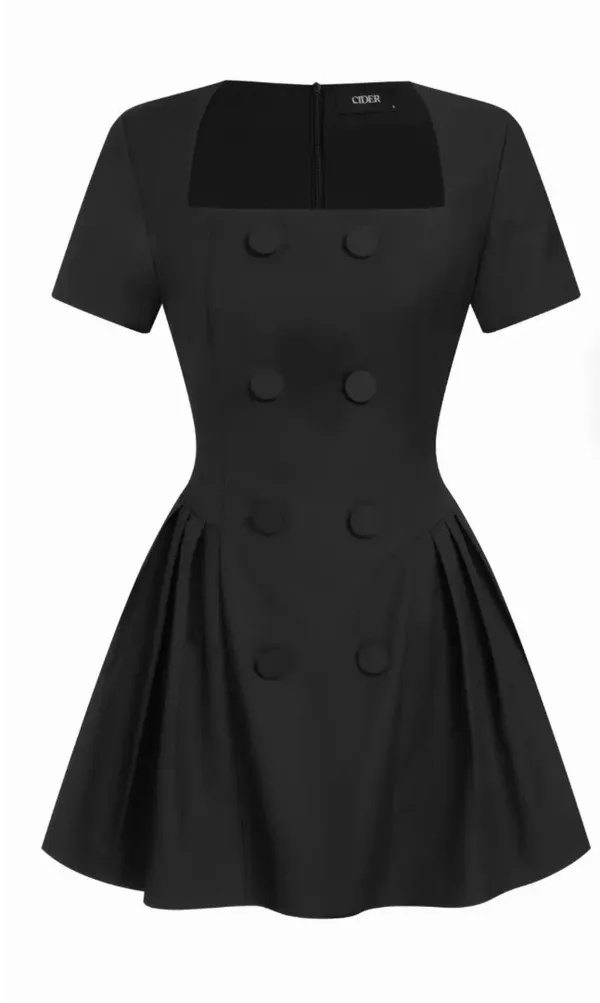 Cider Black mini dress with buttons upfront - Image 2