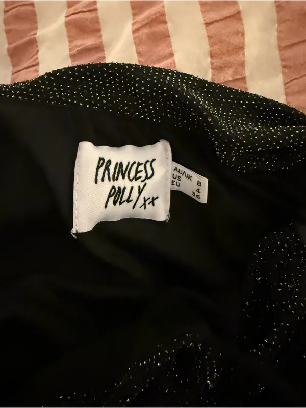 Princess Polly Black Sparkle Ruched Mini Dress - Image 3