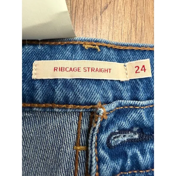Levi's Ribcage Straight Jeans Women's 24x32 Super High Rise NWT Blue - Image 6