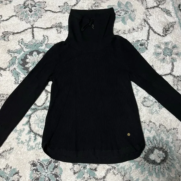 M Lauren Ralph Lauren 100% Cotton Black Ribbed Cowl Neck Sweater Comfy Casual - Image 3
