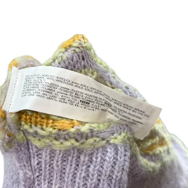 Mango Knit Sweater Vest Scallop Hem Pastel‎ Purple Yellow Size Small - Image 11