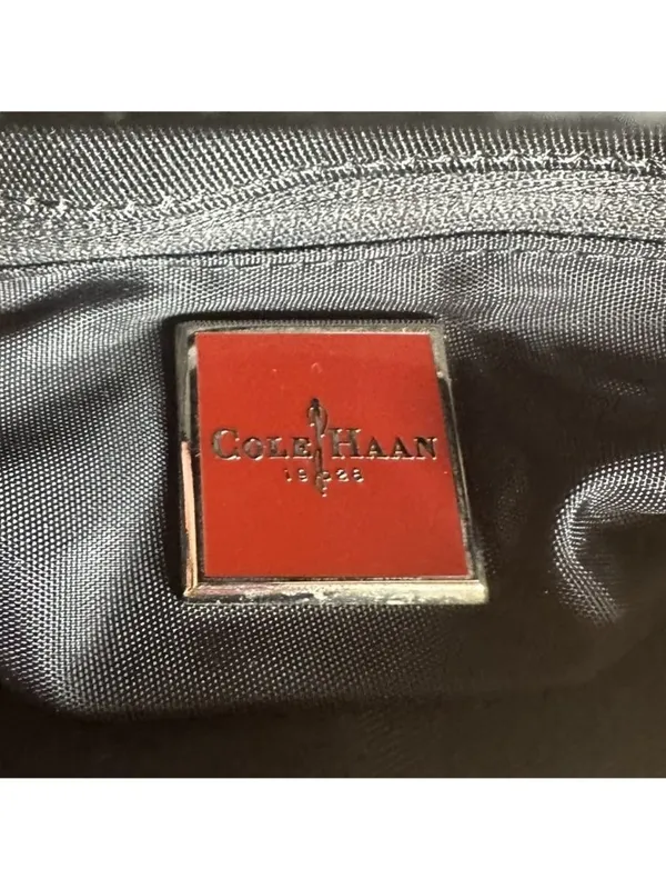 Cole Haan Black Leather & Fabric Shoulder Bag Purse Classic Minimalist - Image 10