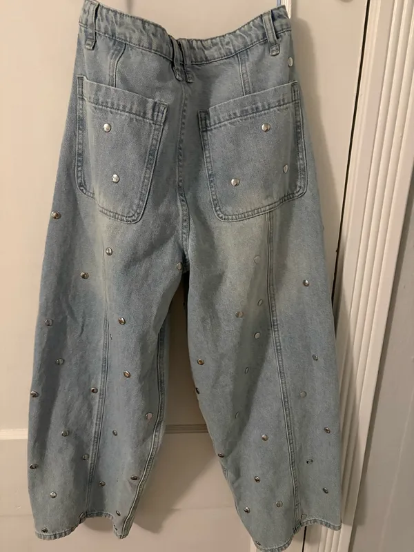 Studded Barrel Denim Jeans Blue - Image 10