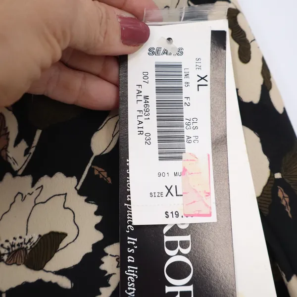 Sag Harbor Skirt Womens XL Black Floral Midi Elastic Waist NEW - Image 4