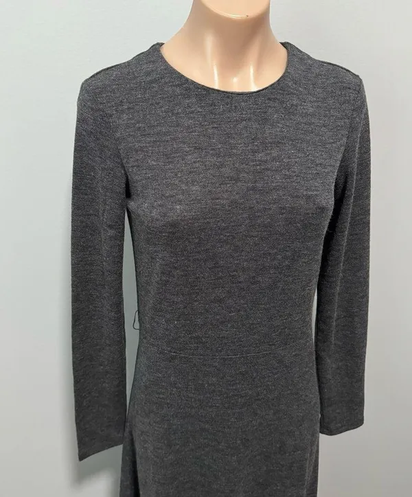 Zara Gray Sweater Maxi Midi Dress Small Long Sleeve NEW - Image 3