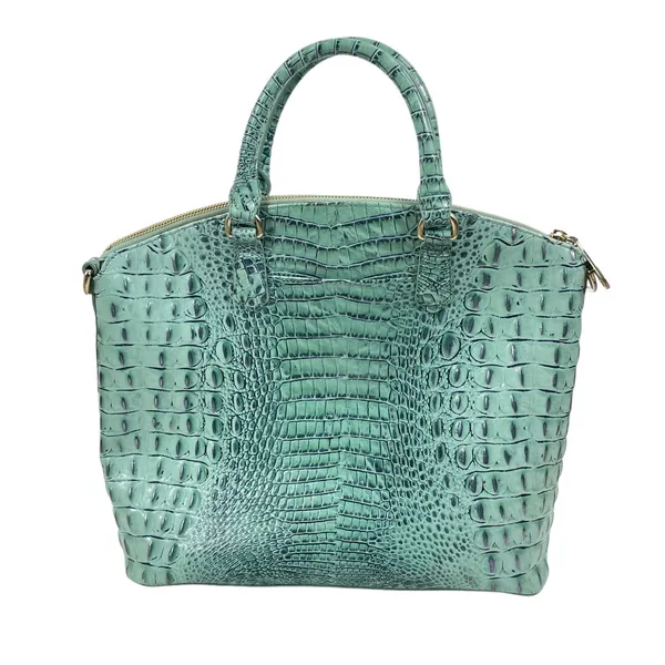 Brahmin Large Duxbury Satchel Bag Biscay Melbourne Blue Green Leather Croc - Image 7