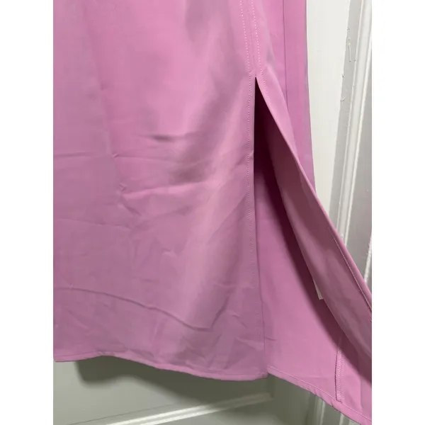 Stylewe Mauve Pink Ruched Side Slit Midi Dress NWT 2XL Elbow Sleeve Puff Pleat - Image 7