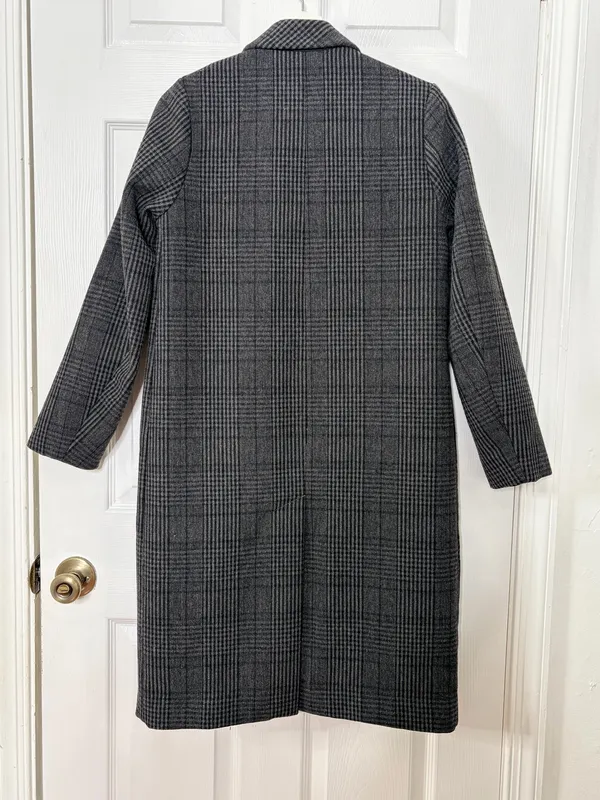 Abercrombie & Fitch Gray Plaid Long Coat Old Money Preppy Academia Tailored S - Image 3