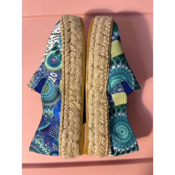 Desigual Espadrille Flats Womens Colorful Patchwork Slip‎ On Handmade Spain 37 - Image 4