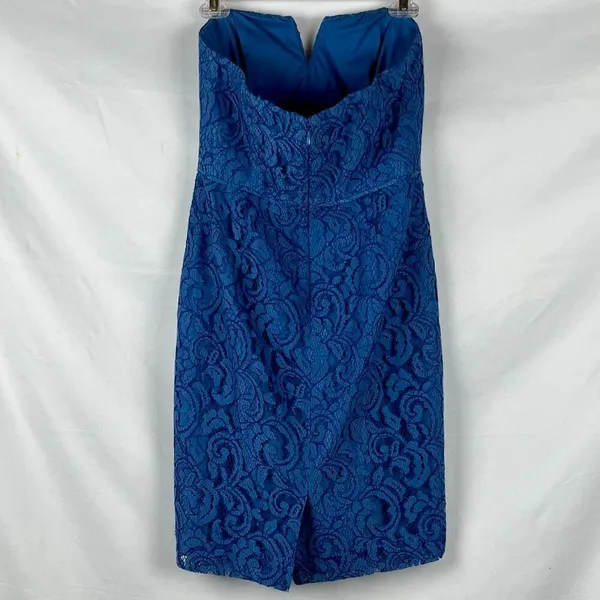 J. Crew Blue Lace Strapless Sweetheart Mini Dress 6 - Image 2