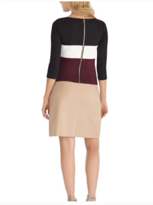 White House Black Market Women's‎ Size 6 Colorblock Shift Dress 3/4 Sleeve Ponte - Image 3